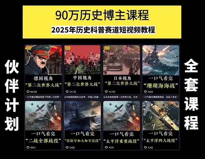 图片[1]-短视频历史赛道实战教程，手机电脑双端剪辑教程和账号运营指南与变现技巧-优优云网创