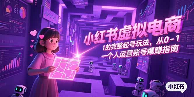 小红书虚拟电商，从0-1的完整起号玩法，一个人运营账号爆赚指南-优优云网创