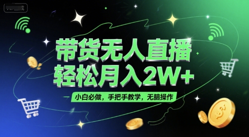带货无人直播，轻松月入2W+，小白必做，手把手教学，无脑操作(附学习资料)-优优云网创