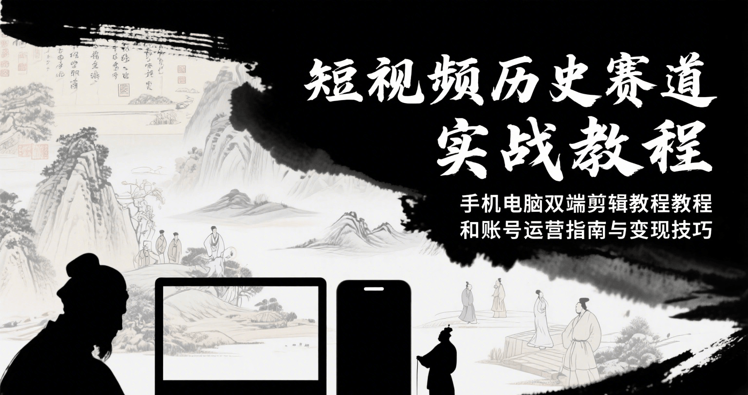短视频历史赛道实战教程,手机电脑双端剪辑教程和账号运营指南与变现技巧-优优云网创