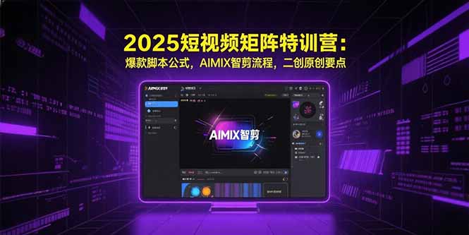 2025短视频矩阵特训营：爆款脚本公式，AIMIX智剪流程，二创原创要点-优优云网创
