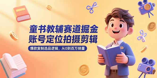 童书教辅赛道掘金,账号定位拍摄剪辑,爆款复制选品逻辑,从0到百万销量-优优云网创
