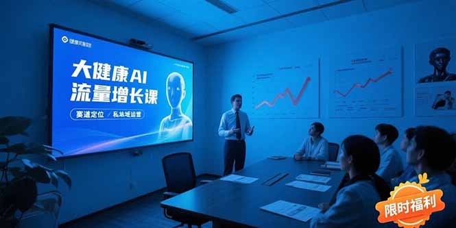 大健康AI流量增长课8.0，赛道定位方法论，AI数字人内容生产，私域转化运营-优优云网创
