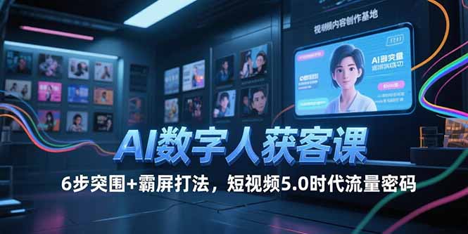AI数字人获客课，6步突围+霸屏打法，短视频5.0时代流量密码-优优云网创