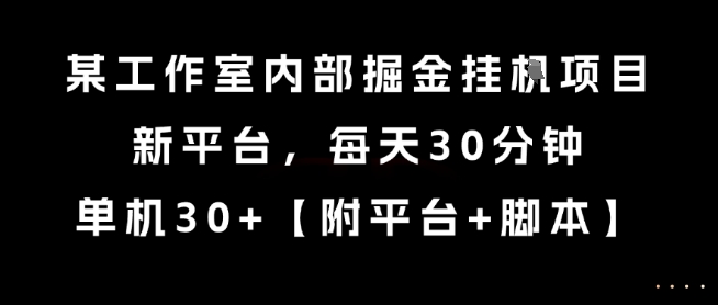某工作室内部掘金挂G项目,新平台,每天30分钟,单机30+【揭秘】-优优云网创