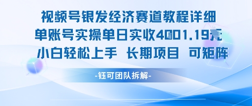视频号银发经济赛道单账号实操单日实收1k+,小白轻松上手长期项目-优优云网创