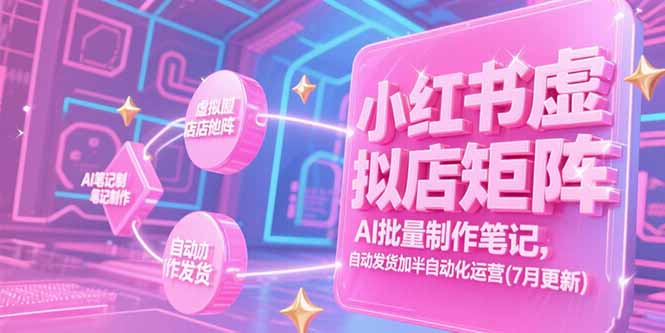 小红书虚拟店矩阵,AI批量制作笔记,自动发货加半自动化运营(7月更新-优优云网创