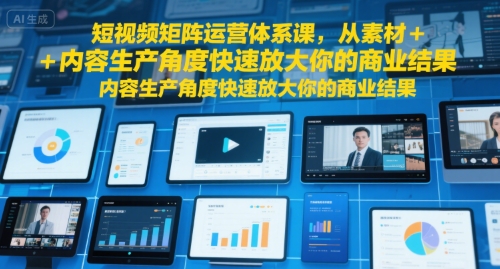 短视频矩阵运营体系课,从素材+内容生产角度快速放大你的商业结果-优优云网创