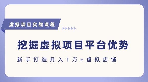 抓住虚拟项目各平台优势，新手轻松月入1W+(给出具体建议)-优优云网创